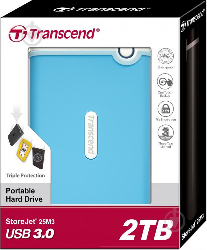 Зовнішній жорсткий диск Transcend StoreJet 2.5 M 2 ТБ 2,5" USB 3.0 (TS2TSJ25M3B) - фото 3