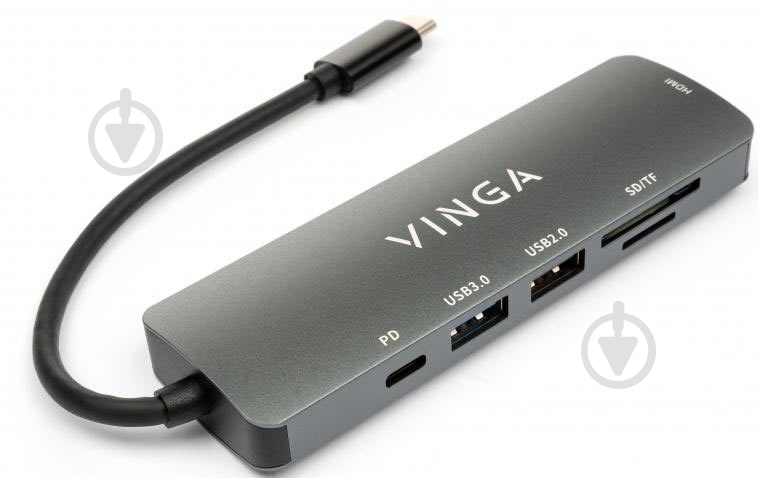 Концентратор Vinga USB Type-C 3.1 to HDMI+USB3.0+USB 2.0+SD/microSD+PD 6in1 - фото 2