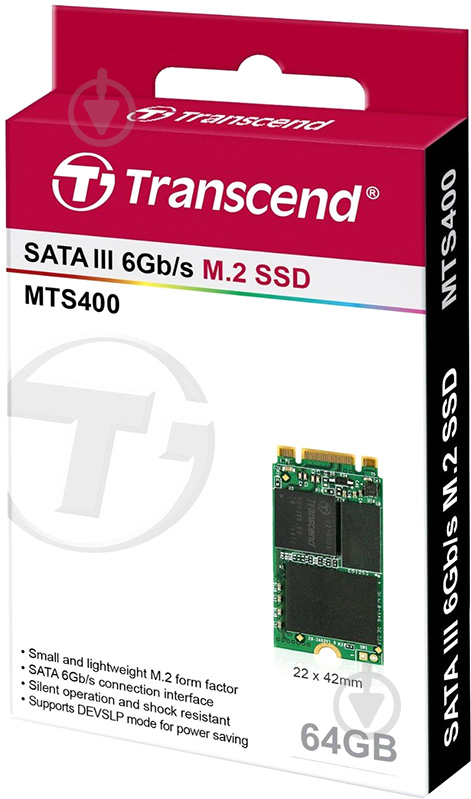 SSD-накопичувач Transcend MTS800 64GB M.2 M.2 (TS64GMTS800) - фото 2