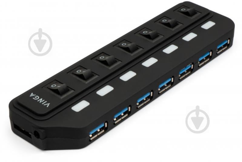 Концентратор Vinga USB3.0 to 7*USB3.0 HUB with switch and power adapter (VHA3A7SP) - фото 1