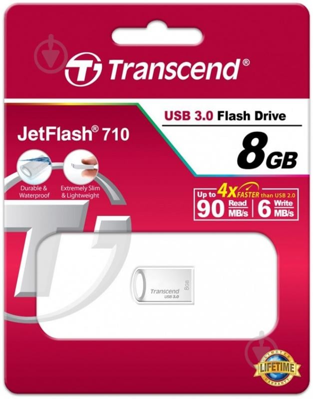 Флеш-пам'ять USB Transcend JetFlash 710 8 ГБ USB 3.0 silver (TS8GJF710S) - фото 3