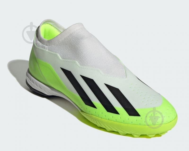 Сороконожки Adidas AW2324 X Crazyfast 3 Laceless Turf Shoes ID9346 р.42 2/3 бело-зеленый - фото 2