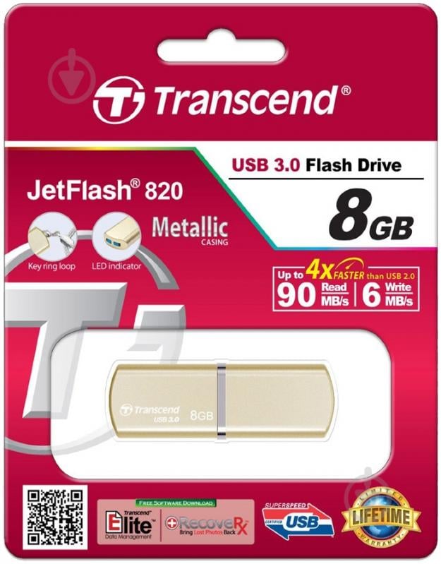 Флеш-пам'ять USB Transcend JetFlash 820 8 ГБ USB 3.0 (TS8GJF820G) - фото 4