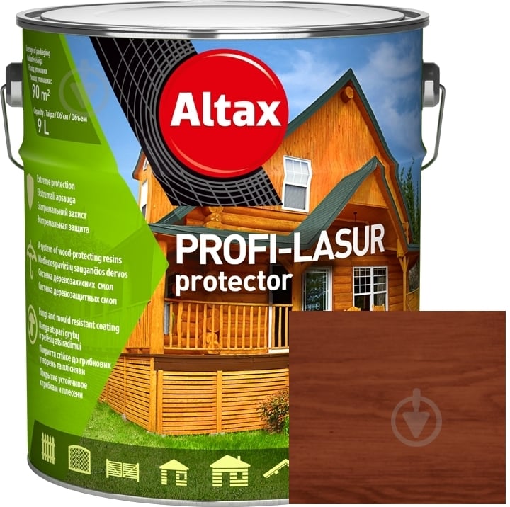 Лазур Altax PROFI-LASUR protector Горіх мат 9 л - фото 1