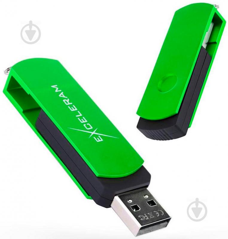 Флеш-пам'ять USB Exceleram P2 Series 16 ГБ USB 2.0 green (EXP2U2GRB16) - фото 1