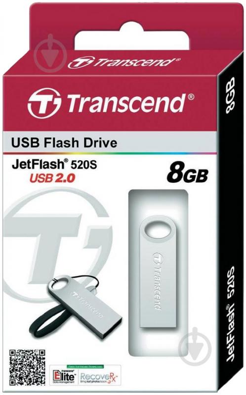 Флеш-пам'ять USB Transcend JetFlash 520 8 ГБ USB 2.0 silver (TS8GJF520S) - фото 4