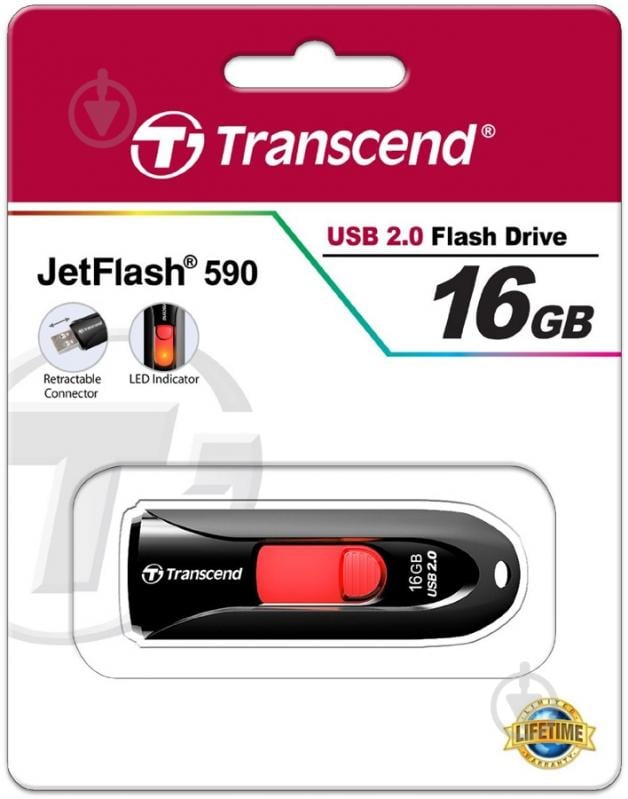 Флеш-память USB Transcend JetFlash 590 16 ГБ USB 2.0 black (TS16GJF590K) - фото 4