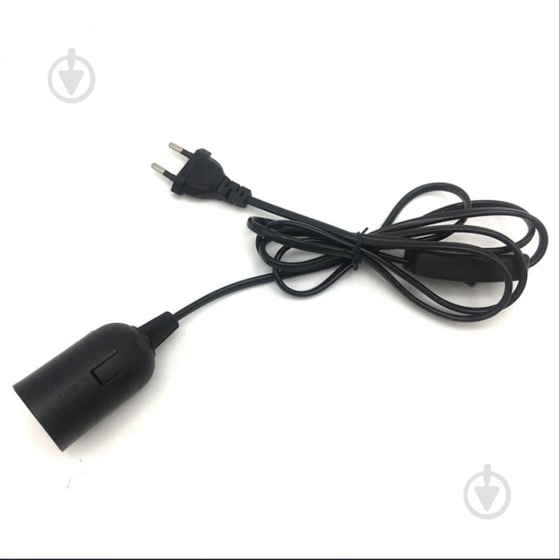 Патрон с вилкой UP! (Underprice) с проводом 3 м E27 пластик черный D33 - фото 1