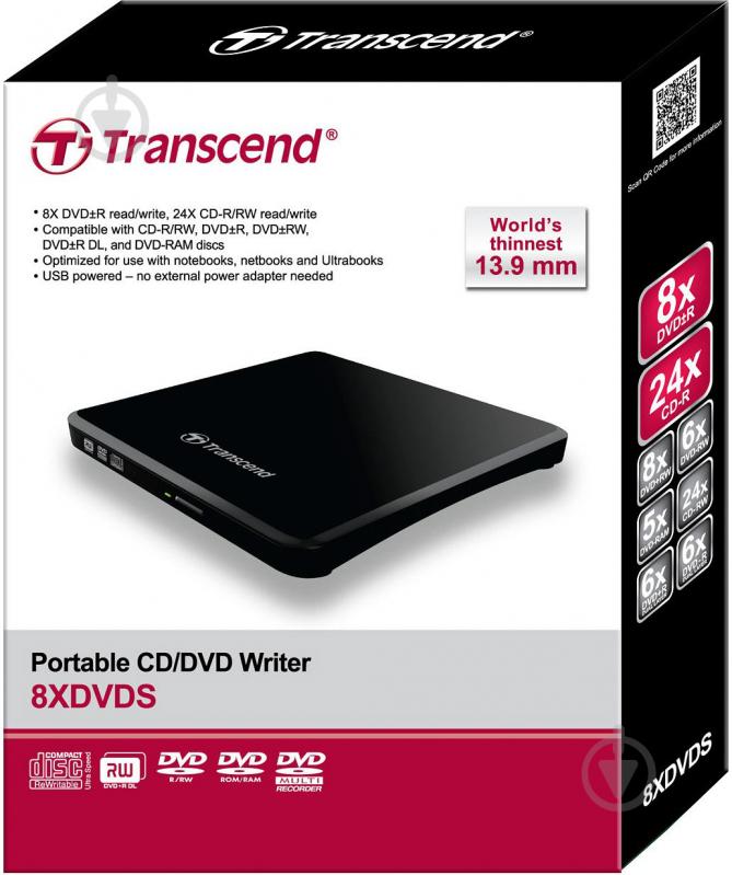 Привод Transcend DVD+/-8X/24x Ultra Slim черный - фото 2