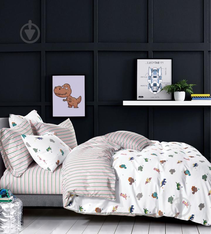 Комплект постільної білизни сатин White Dino білий Design_MQKL-B - фото 1