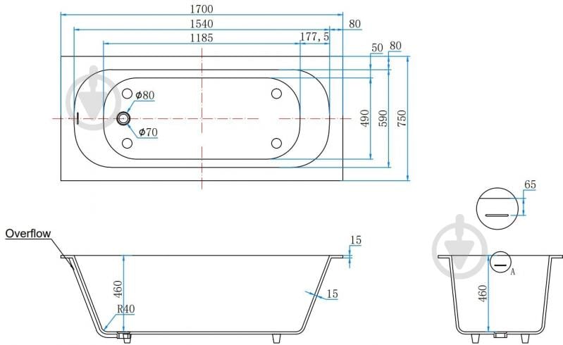 Ванна ScandiSPA 170х75 см EDDA из акрилового камня Corian - фото 5 Ванна ScandiSPA 170х75 см EDDA из акрилового камня Corian - фото 5