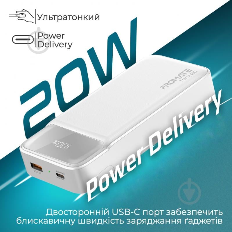 Повербанк Promate 20000 mAh (torq-20.white) - фото 4