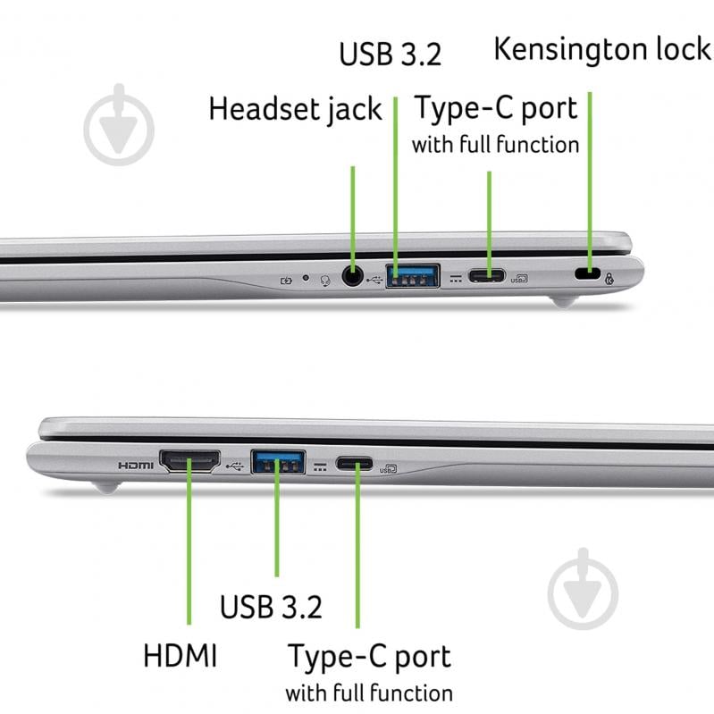 Ноутбук Acer Chromebook 315 CB315-6H 15,6" (NX.JGJEU.004) sparkly silver - фото 2 Ноутбук Acer Chromebook 315 CB315-6H 15,6" (NX.JGJEU.004) sparkly silver - фото 2
