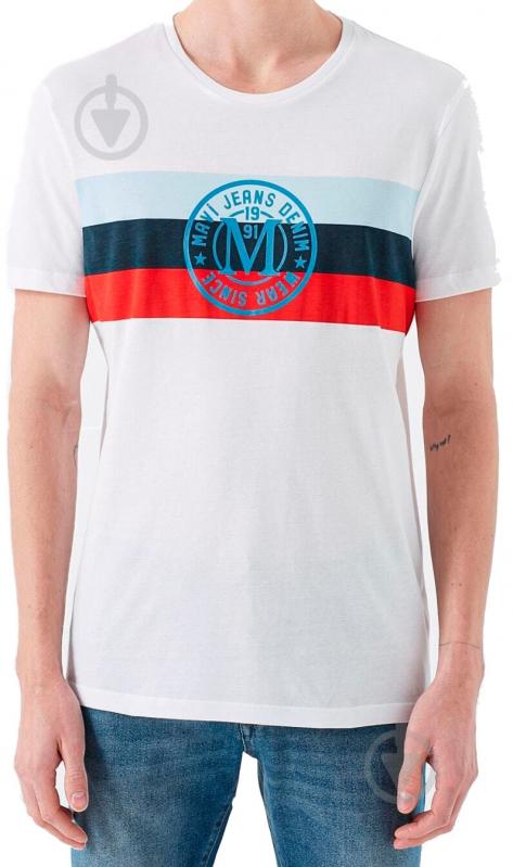 Футболка Mavi LOGO TEE WITH STRIPE PRINT 065929-620 р.M белый - фото 1