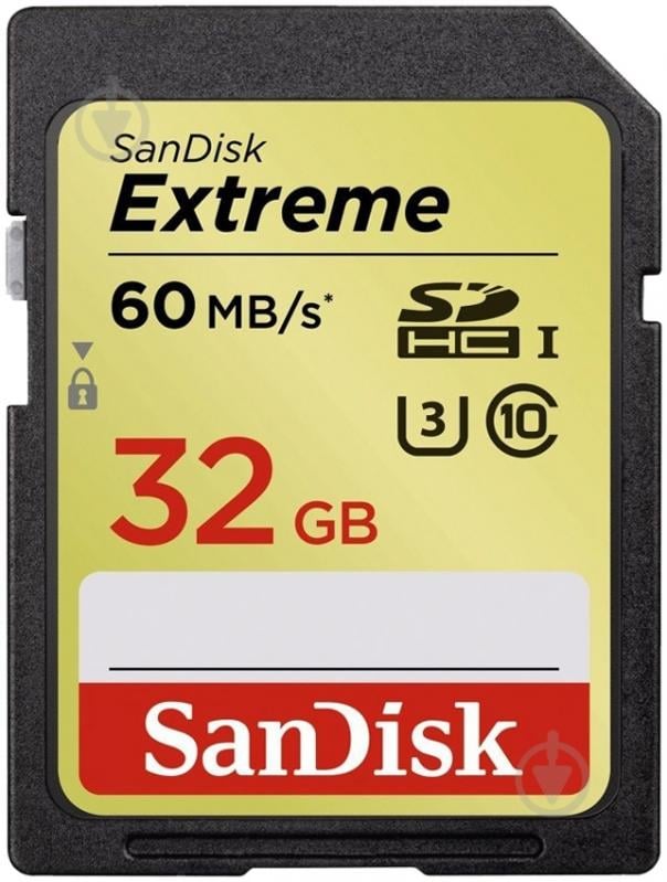 Карта памяти SanDisk Extreme SDHC 32GB Class 10 UHS-I U3 R60/W40MB/s (SDSDXN-032G-G46) - фото 1