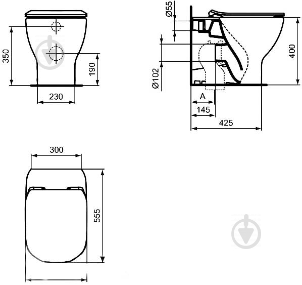 Чаша унитаза Ideal Standard Tesi AquaBlade T007701+T352701 - фото 2