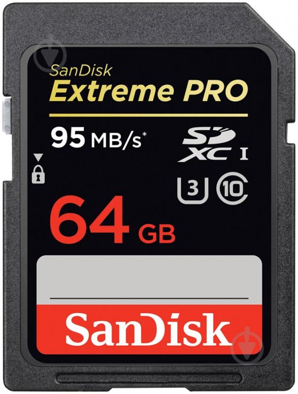 Карта памяти SanDisk ExtremePro 64GB SDXC Class 10 UHS-I U3 95MB/s (SDSDXPA-064G-X46) - фото 1