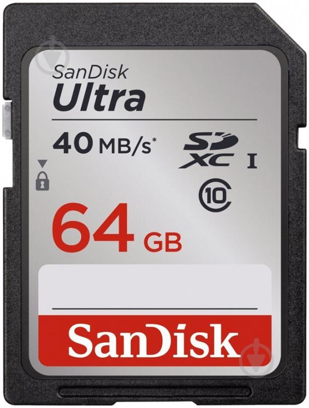 Карта памяти SanDisk Ultra SDXC 64GB Class 10 UHS-I 40MB/s (SDSDUN-064G-G46) - фото 1