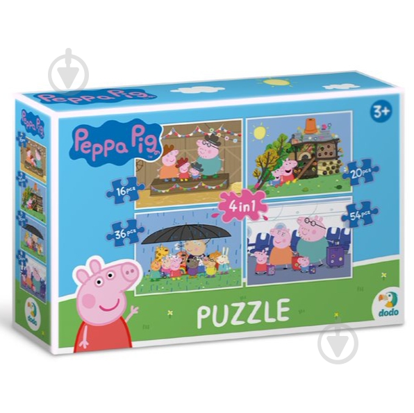 Пазлы DoDo 4 в 1 Peppa Pig 6860951 - фото 1