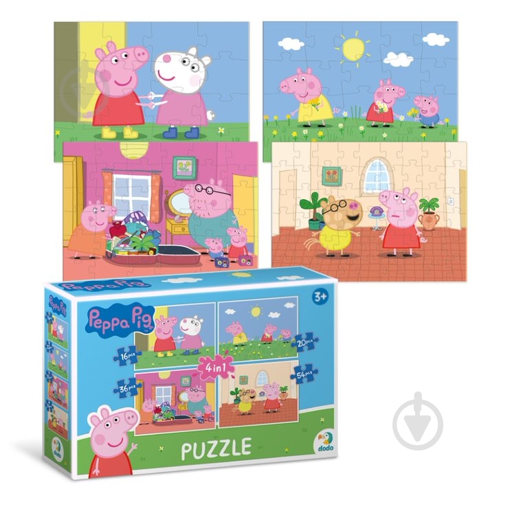 Пазлы DoDo 4 в 1 Peppa Pig 6860952 - фото 2