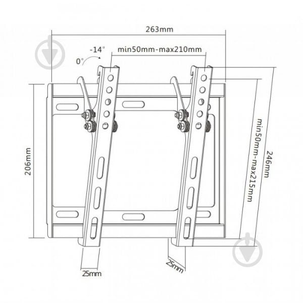 Кріплення для телевізора Brateck LP34-22T похилі 23"-42" чорний - фото 4