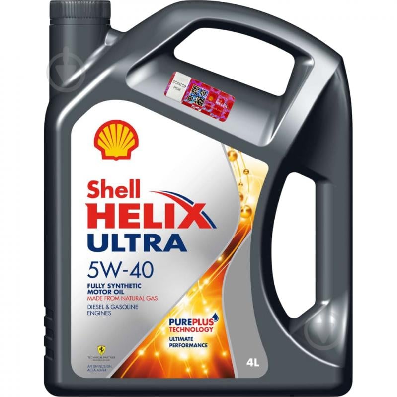 Моторное масло синтетическое SHELL Helix Ultra 5W-40 4 л (ТОВ-У000005) - фото 1