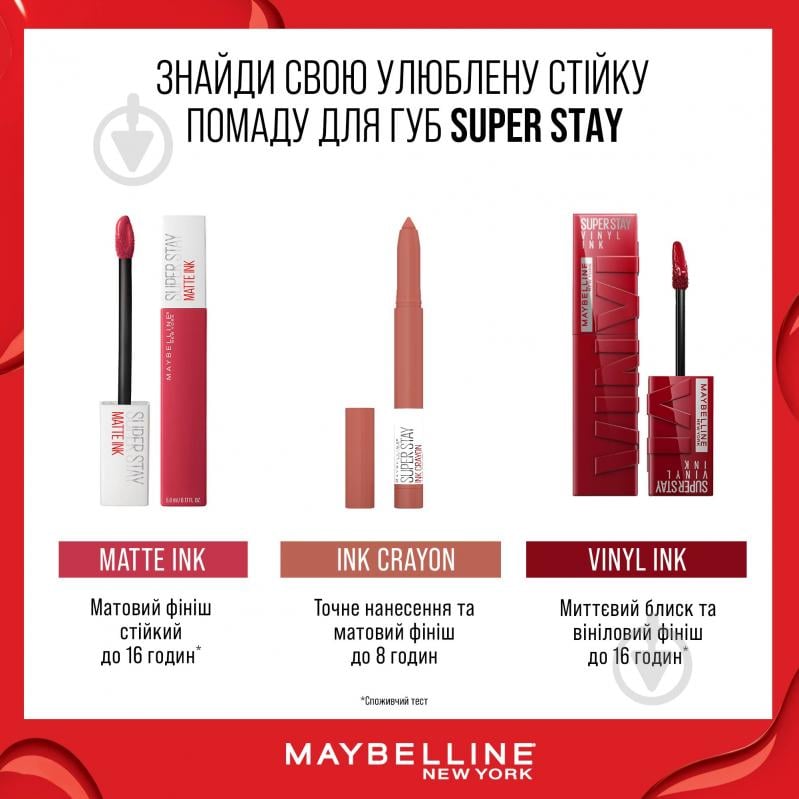 Помада рідка Maybelline New York Super Stay Matte 125 Inspirer 5 мл - фото 9