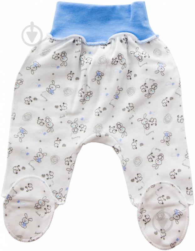 Ползунки Тімі текс на резинке 56 белый с голубым - фото 1 Ползунки Тімі текс на резинке 56 белый с голубым - фото 1