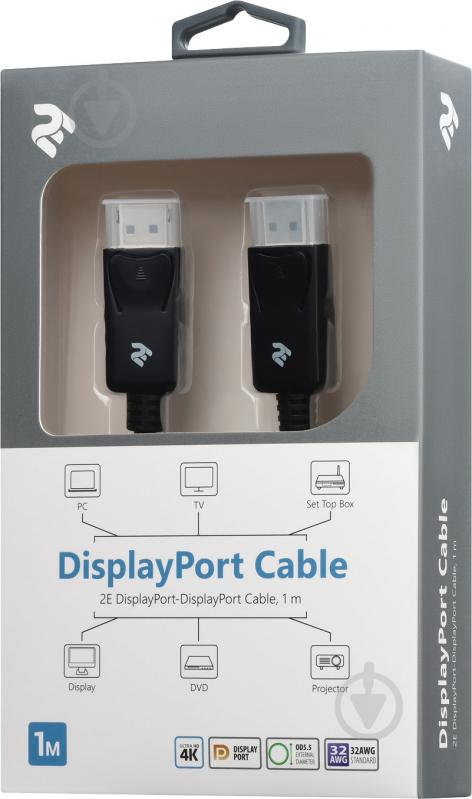 Кабель 2E DisplayPort/DisplayPort 1 м black (2E-W1703) - фото 3