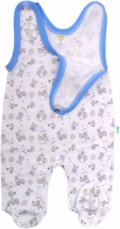 Ползунки Тімі текс на кнопках 74 белый с голубым - фото 1 Ползунки Тімі текс на кнопках 74 белый с голубым - фото 1