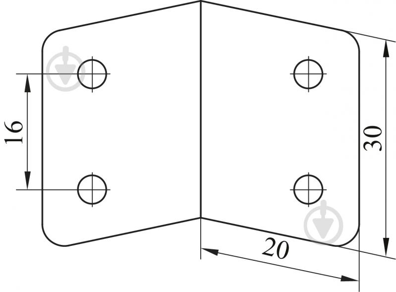 Кутник монтажний металевий 20х20 мм упаковка 10 шт. DC - фото 2