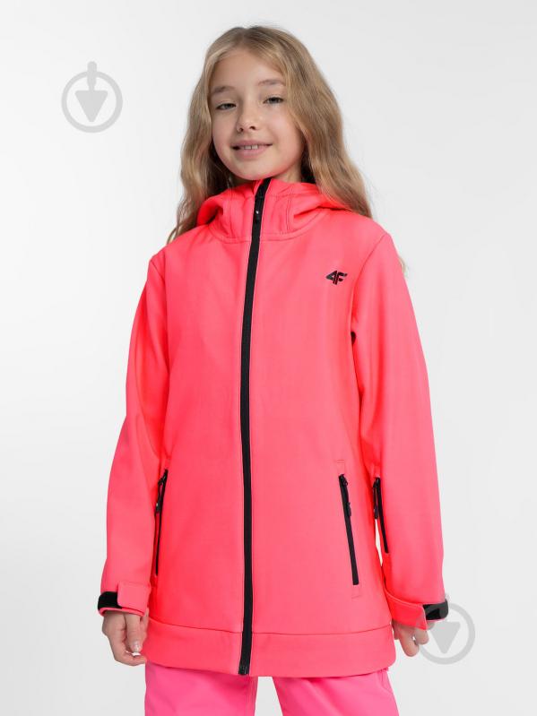 Куртка для дівчаток 4F SOFTSHELL JACKET F153 4FJAW23TSOFF153-55N рожева - фото 1