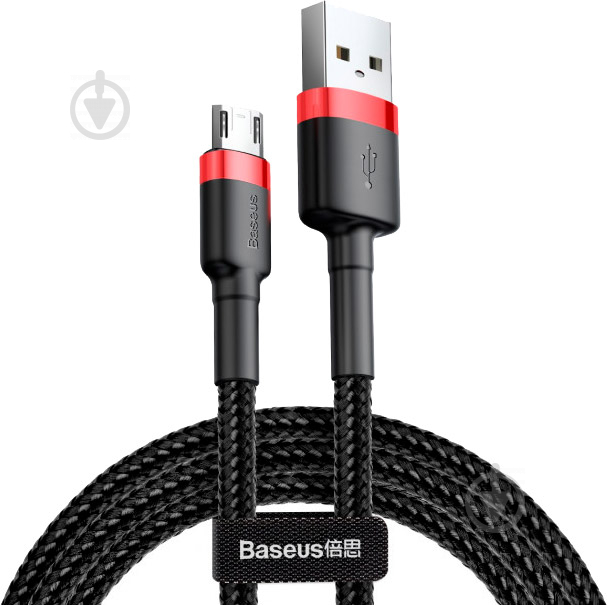 Кабель BASEUS Cafule Cable USB For Micro 2.4 A 1 м black/red (CAMKLF-B91) - фото 1