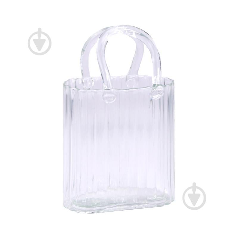 Ваза для цветов Сумочка прозрачная 27 см - фото 1