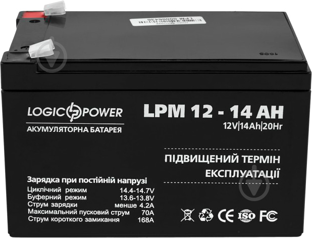 Акумулятор AGM LPM 12 - 14 AH LogicPower - фото 1