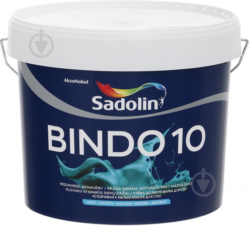 Фарба латексна водоемульсійна Sadolin Bindo 10 BW (WO) мат білий 10 л - фото 1