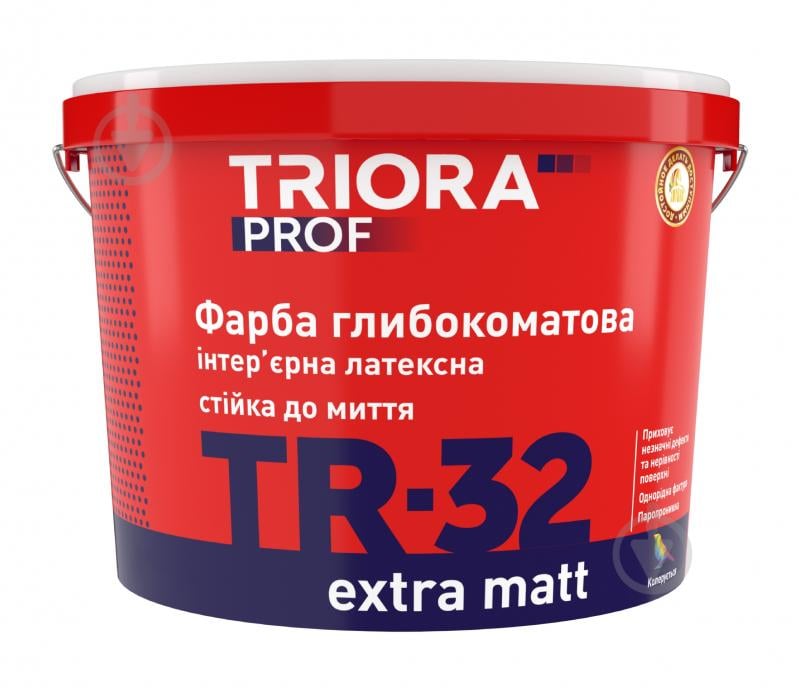Фарба латексна водоемульсійна Triora TR-32 extra matt глибокий мат білий 10 л - фото 1
