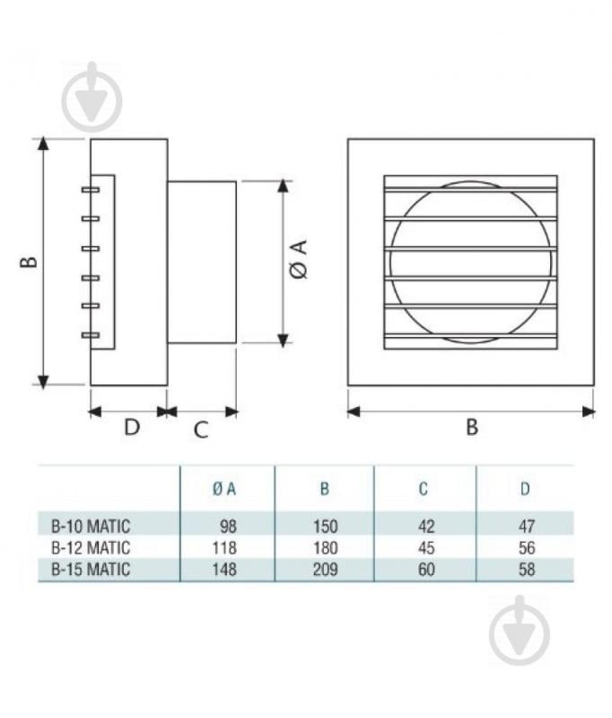 Вытяжной вентилятор Cata B-10 Matic 915000 - фото 3