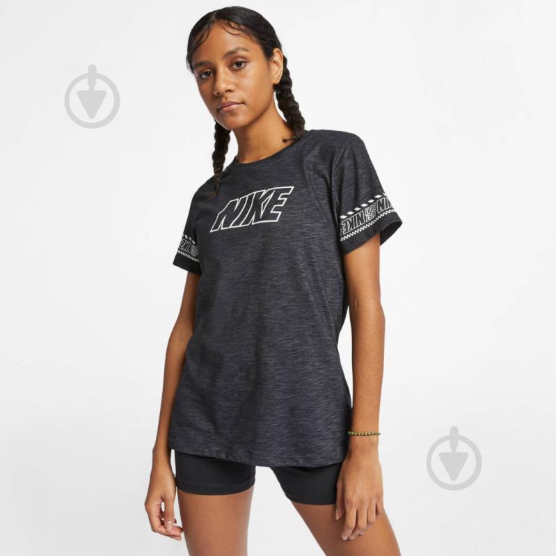 Футболка Nike W DRY TEE DFC BRAND SLUB AQ3259-010 р.L черный - фото 1