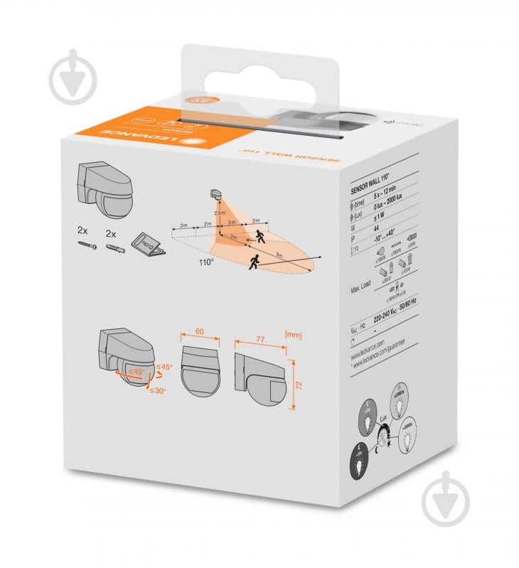 Датчик движения Ledvance SENSOR WALL IP44 DG - фото 8