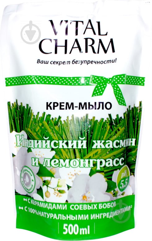 Крем-мыло Vital Charm Индийский жасмин и лемонграсс doy-pack 500 мл - фото 1