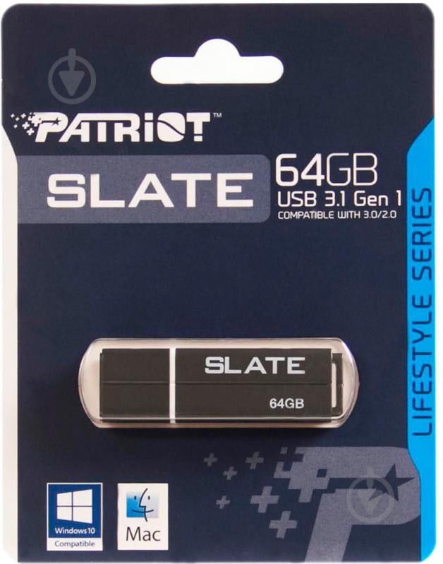 Флеш-память USB Patriot Slate 64 ГБ USB 3.1 GEN 1 black (PSF64GLSS3USB) - фото 4