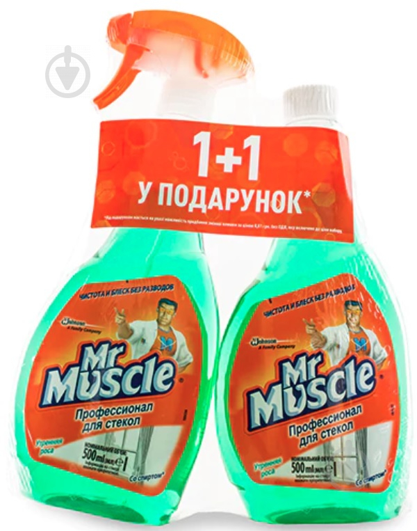 Засіб миючий для скла та дзеркал Mr.Muscle Ранкова роса курок + запаска 0,5л - фото 1
