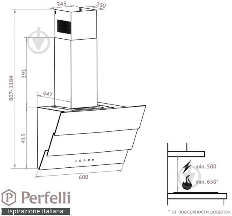 Витяжка Perfelli DNS 6783 B 1100 BL LED Strip - фото 7
