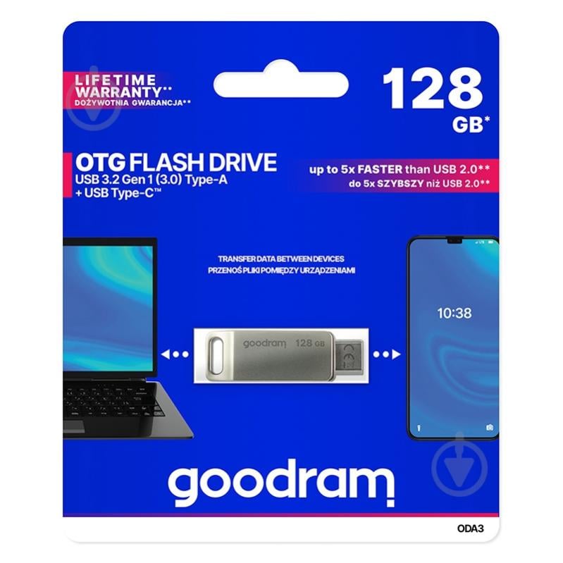 Флешпам'ять Goodram ODA3 Metal 128 ГБ USB 3.2 USB Type-C silver (ODA3-1280S0R11) - фото 5