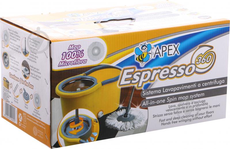 Комплект швабра і відро з автоматичним віджимом Apex Espresso 360 - фото 3