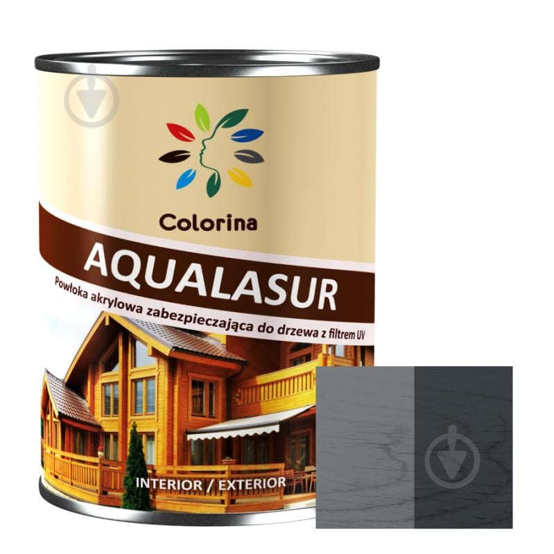 Антисептик COLORINA Aqualasur графит глянец 0,75 л - фото 1