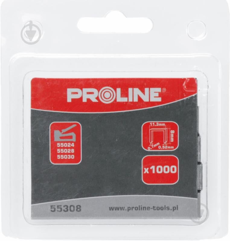 Скоби для ручного степлера Proline 8 мм тип 53 (А) 1000 шт. 55308 - фото 1