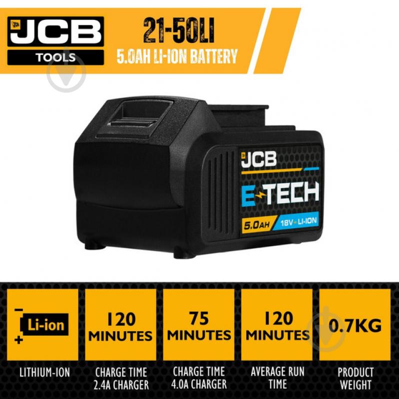 Батарея акумуляторна JCB 18,0V 5Ah JCB-50LI-E - фото 5 Батарея акумуляторна JCB 18,0V 5Ah JCB-50LI-E - фото 5