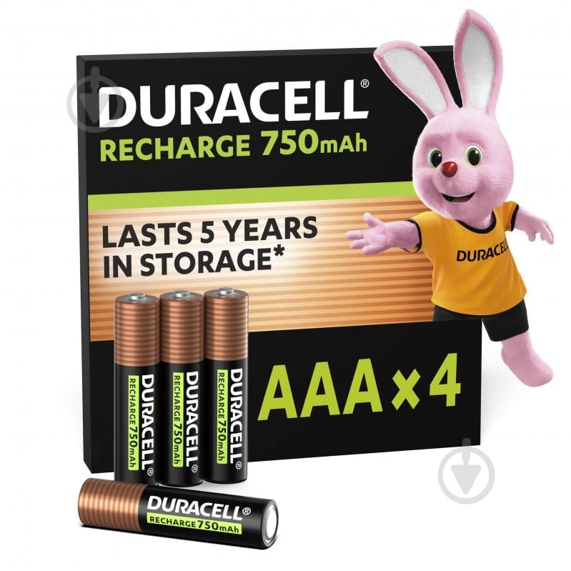 Аккумуляторы Duracell 750 mAh AAA (мизинчиковые) 4 шт. - фото 1